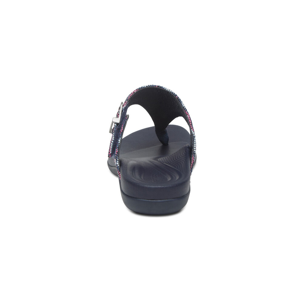 Aetrex Women's Rita Adjustable Flip Flops - Navy | USA WMMOH9A